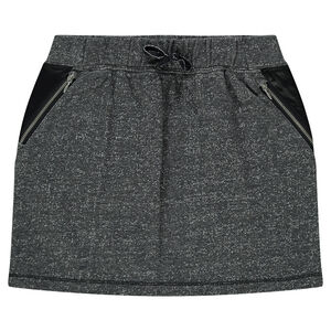 Junior - Jupe en molleton chiné avec empiècements satin 