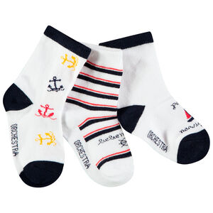 Lot de 3 paires de chaussettes motif marin pour bébé garçon 