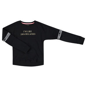 Junior - Sweat en molleton avec manches ajourées et print doré 