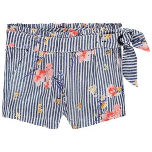 Short à rayures et fleurs all-over 