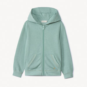Gilet à capuche en molleton brodé cœur fille 