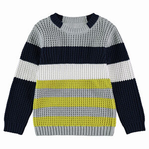 Pull en tricot épais à bandes contrastées 