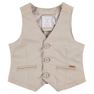 Gilet serveur de cérémonie 3 boutons en coton uni 