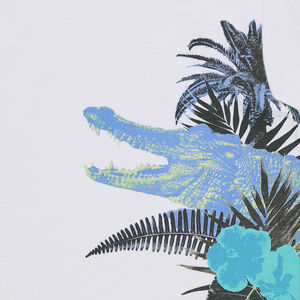 Tee-shirt manches courtes en jersey uni avec print fantaisie 