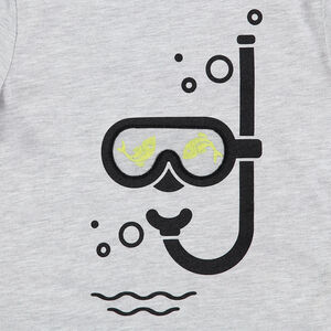 Tee-shirt manches courtes avec masque et tuba printés 