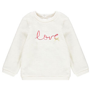 Sweat en polaire avec message brodé sur le devant  