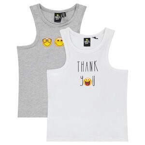 Lot de 2 débardeurs maillots de corps print Smiley 