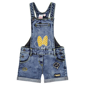 Salopette courte en jeans avec print Minnie Disney 