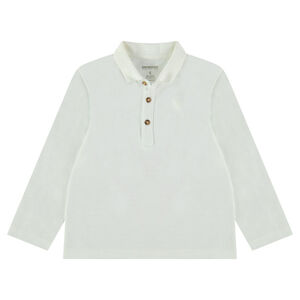 Junior - Polo manches longues en jersey slub avec logo printé 