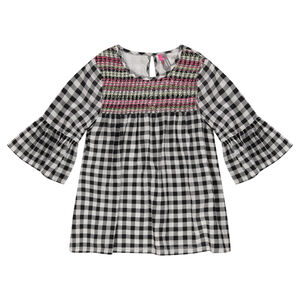 Tunique à manches évasées imprimée vichy 