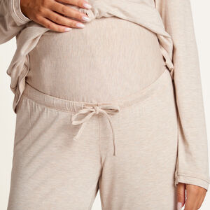 Ensemble pyjama de grossesse uni col tailleur 