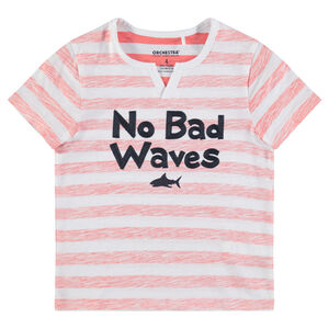 Tee-shirt manches courtes en jersey avec message brodé 