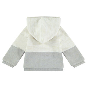 Gilet à capuche en tricot doublé sherpa avec oiseaux brodés 