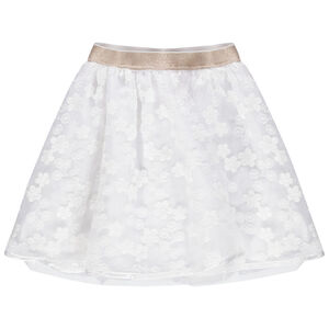 Jupe de cérémonie en tulle à broderies et taille élastiquée brillante 