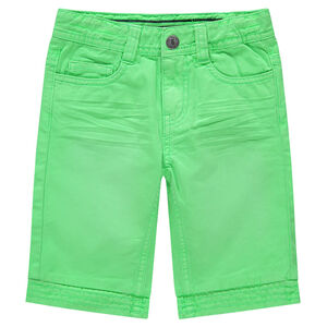 Bermuda en coton vert fluo effet crinkle 