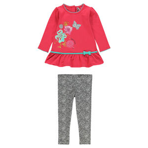 Ensemble tunique printée à volant et legging imprimé fantaisie 