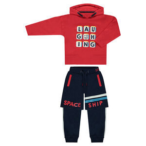 Jogging en molleton avec pantalon effet 2 en 1 et prints fantaisie 