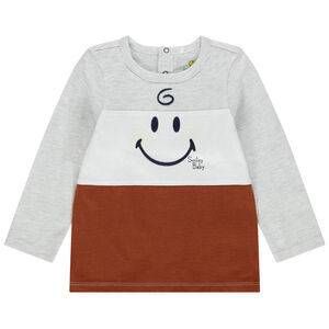 T-shirt manches longues tricolore print Smiley 