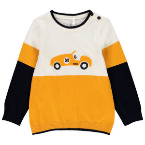 Pull en tricot avec voiture en jacquard pour bébé garçon 