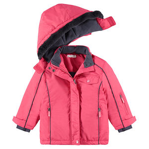 Blouson de ski rose avec doublure en micropolaire 