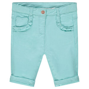 Pantalon en coton bleu avec poches volantées 