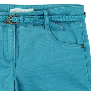 Short surteint en toile fantaisie avec ceinture tressée amovible 