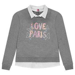 Junior - Sweat en molleton effet 2 en 1 avec inscription printée 