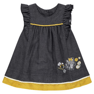 Robe à manches courtes volantées et patch chat 