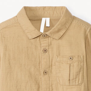 Chemise manches longues uni en double gaze pour bébé garçon 