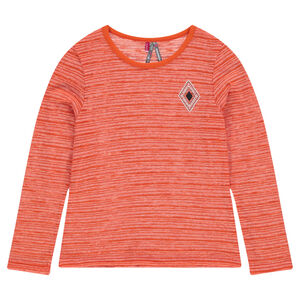 Tee-shirt manches longues effet rayé avec print fantaisie 