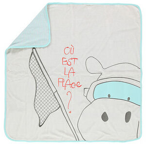 Couverture rayée en velours et jersey 