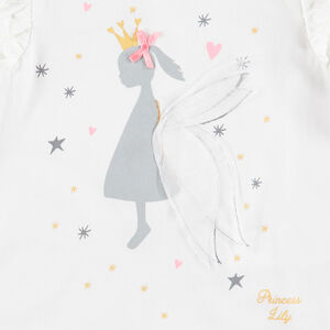 Tee-shirt manches longues volantées avec princesse printée 