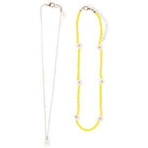 Lot de 2 colliers fantaisie à fleurs fille 