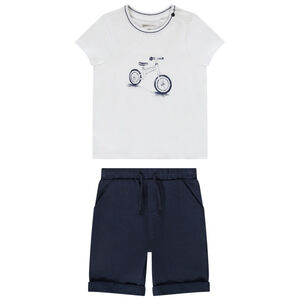 Ensemble 2 pièces t-shirt print vélo + bermuda en nid d'abeille pour bébé garçon 