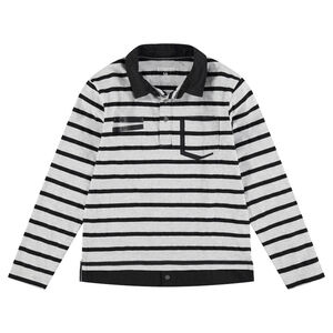 Junior - Polo manches longues en jersey avec effet de superposition et poche 