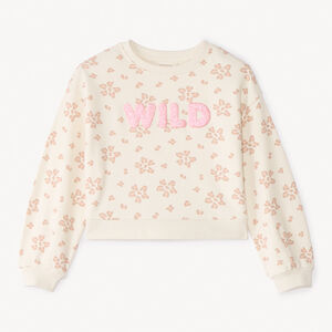 Sweat oversize en molleton print à paillettes fantaisie fille 