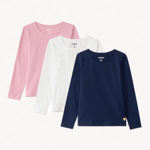 Lot de 3 t-shirts manches longues unis fille 