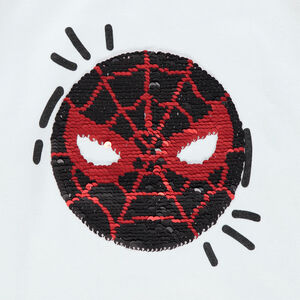 T-shirt manches longues bicolore motif Spiderman en sequins magiques 