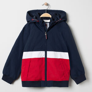 Coupe-vent à capuche tricolore doublé mesh 