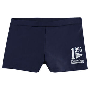 Boxer de bain uni avec print fantaisie 