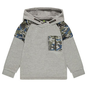 Sweat à capuche en molleton avec motif army et poche 