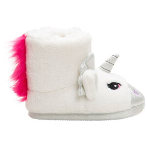 Chaussons "licorne" forme bottes avec crinière rose 