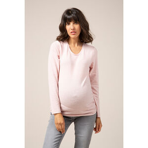 Pull de grossesse en tricot fin rose pâle  