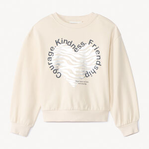 Sweat molleton oversize motif cœur argenté fille 