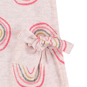 Robe manches courtes en maille avec arcs-en-ciel imprimés all-over 