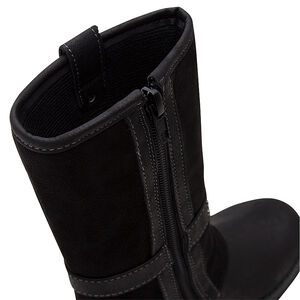 Bottes noires en simili cuir avec boucles et effet revers 