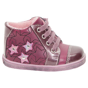 Bottillons en cuir avec patchs étoiles et doublure en fausse fourrure 