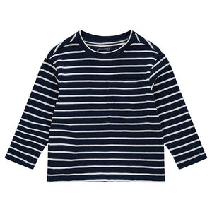Junior - Tee-shirt manches longues en jersey fantaisie rayé avec poche 