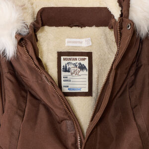 Parka uni en toile avec capuche effet fourrure garçon 
