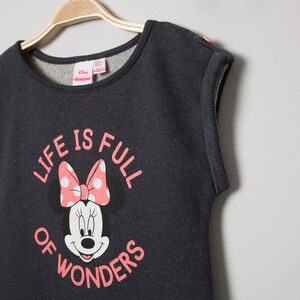 Robe manches courtes bi-matière print Minnie et rayures 